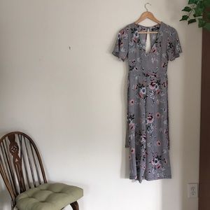 Floral -pin stripe jumpsuit